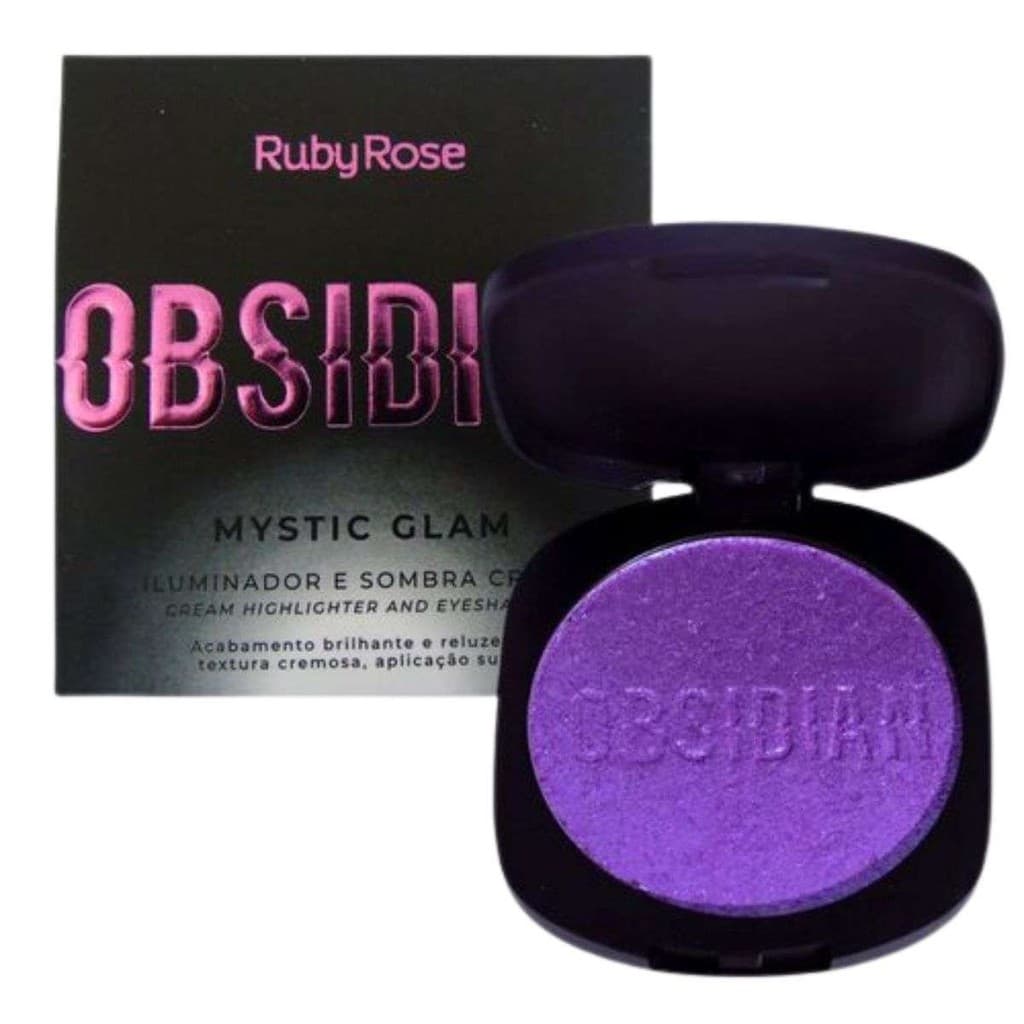 Iluminador e Sombra Cream Obsidian Amethyst HB26002 Ruby Rose Multifuncional, Combina Nuances Lilás E Peroladas