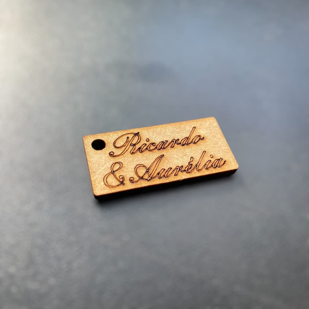 100 Mini Tags Personalizadas - Nome dos Noivos - Casamento Rústico - Lacre e Lembrancinhas - MDF Cru