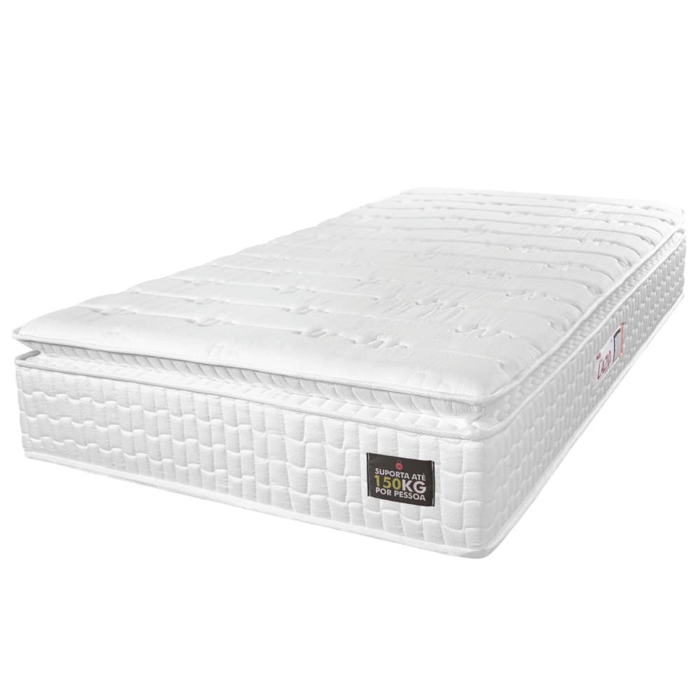 Colchão Solteiro Espuma D45 Lazio Pillow Top 88x188x24cm Branco Hellen-Suporta Até 150 Kg Por Pessoa