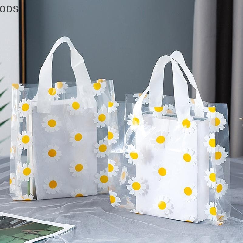 ODS 5/10Pcs Sacos De Presente Impressos Sacola Transparente Bolsa Portátil Embalagem De Moda De Compras Casual À Prova D