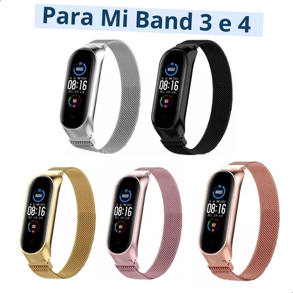 Pulseira Metal Aço Inox Para Xiaomi Mi Band 3 E Mi Band 4