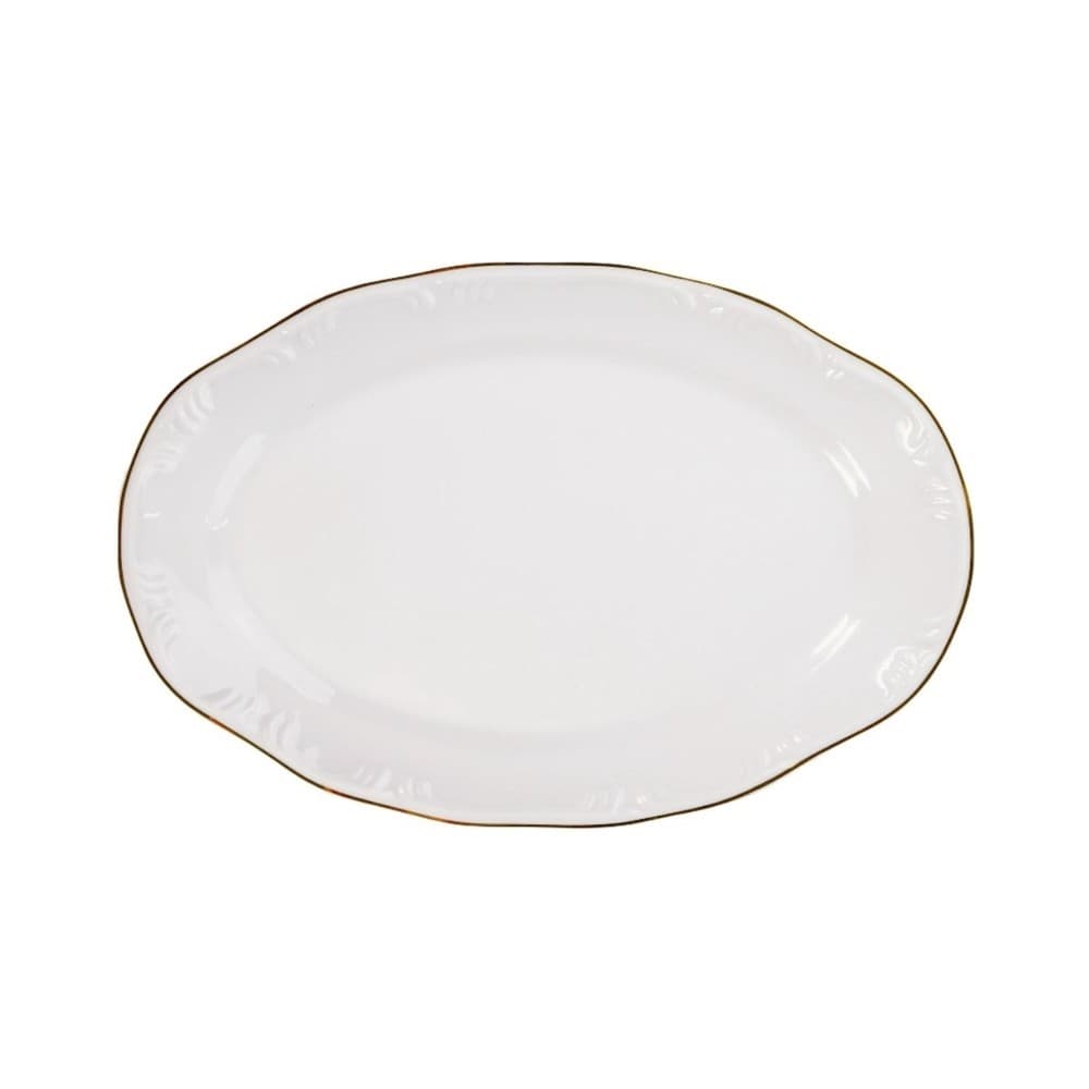 Travessa Rasa Oval 28cm Porcelana Schmidt - Dec. Filetado Ouro Pomerode 0010
