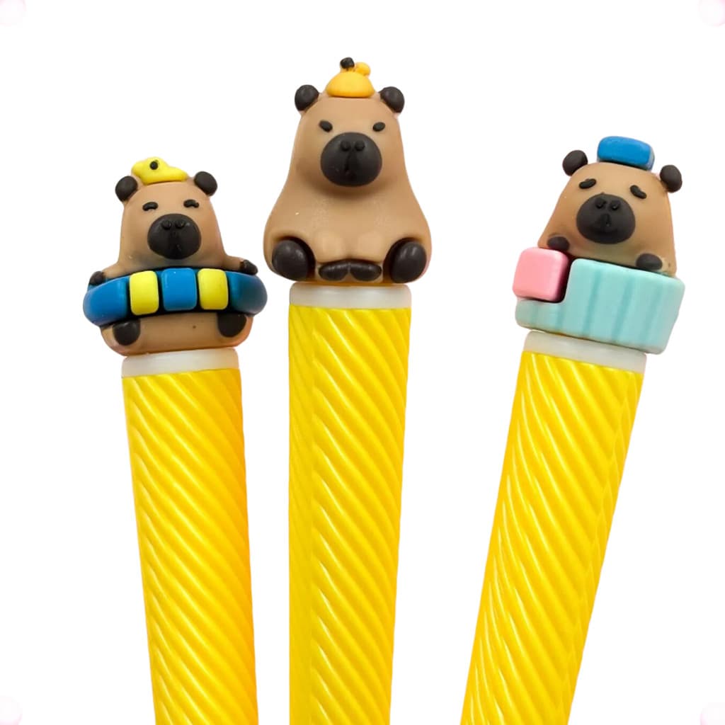 Caneta Ponta Fina Divertida Capivara Kawaii Fofa 5 Uni