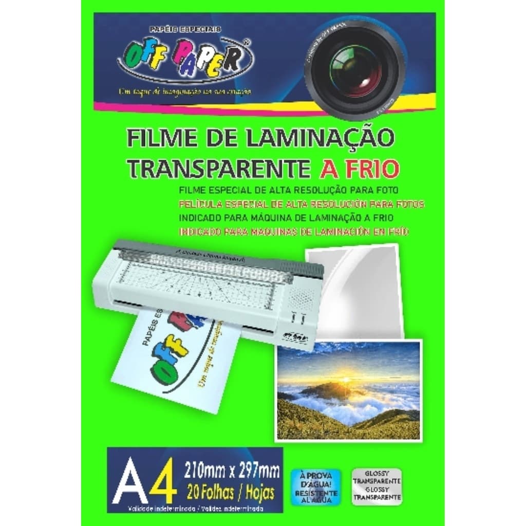 Filme de Laminação Transparente A Frio A4 20 Fls