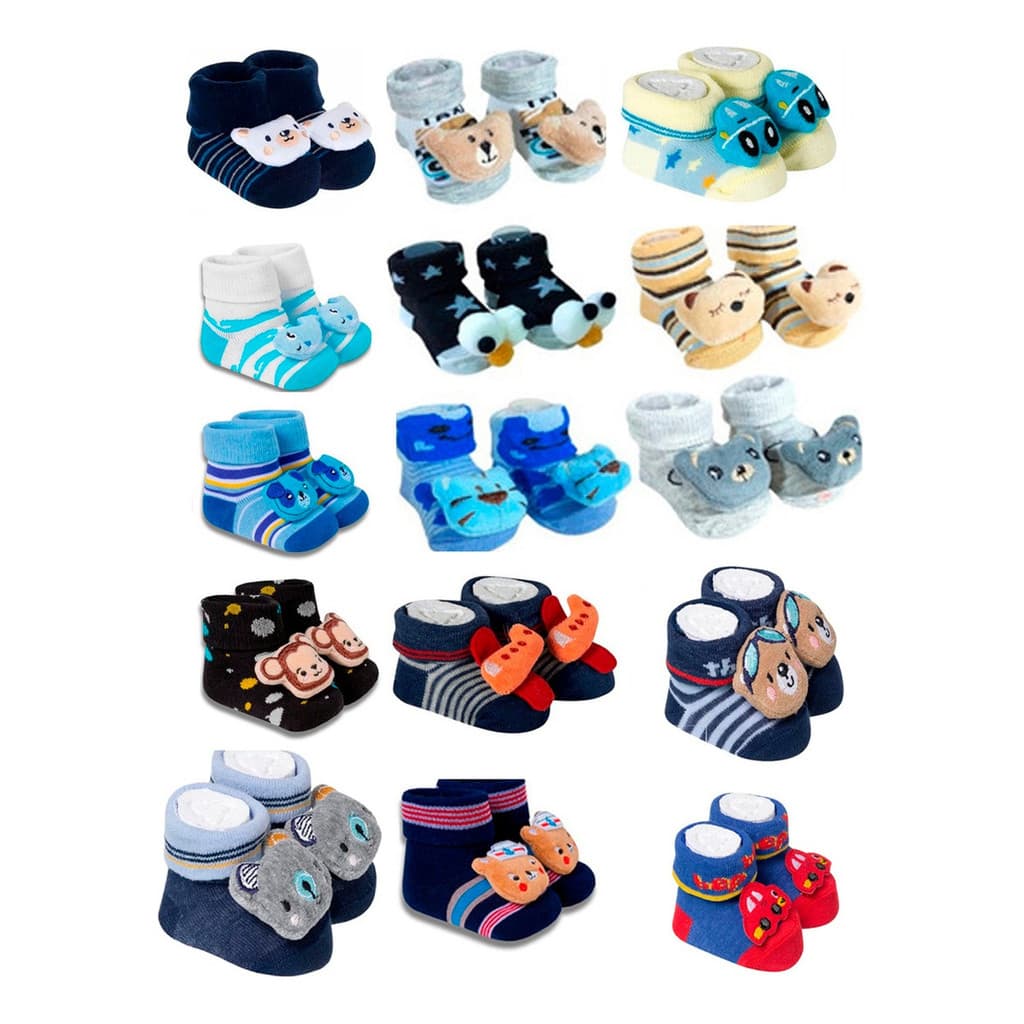 Kit 12 Meias Sapatinho Pantufas Bebê Recém Nascidos Baby