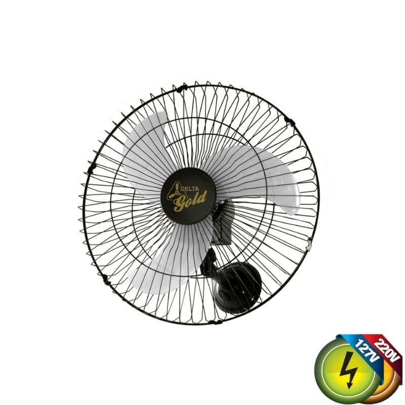 Ventilador De Parede 60cm Oscilante GOLD Preto Grade de Aço Preta 200W Bivolt 73-6325 Ventidelta