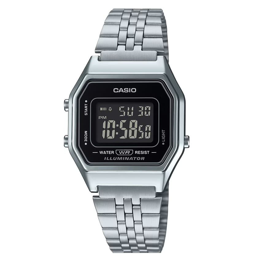Relógio Digital Prata Casio Digital Vintage Illuminator  LA680WA-1BDF Relógio de Pulso Feminino