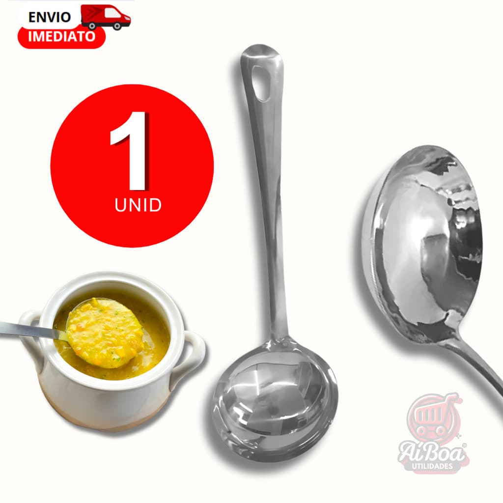 Concha de Inox 23cm para Servir Feijão Sopa e Caldos Utensílio de Cozinha Resistente