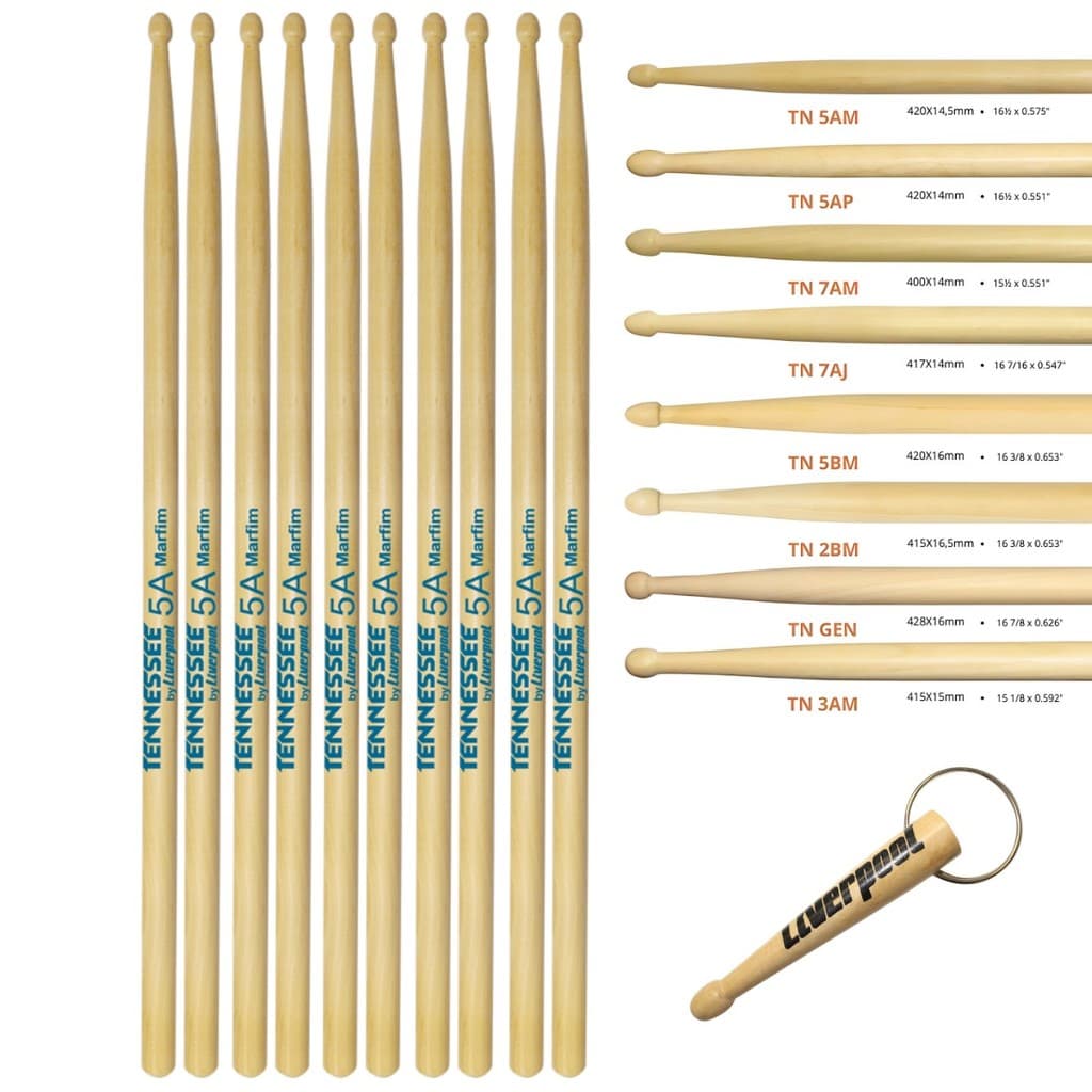 Kit 5 Pares Baqueta Tennessee Ponta Madeira Marfim Liverpool