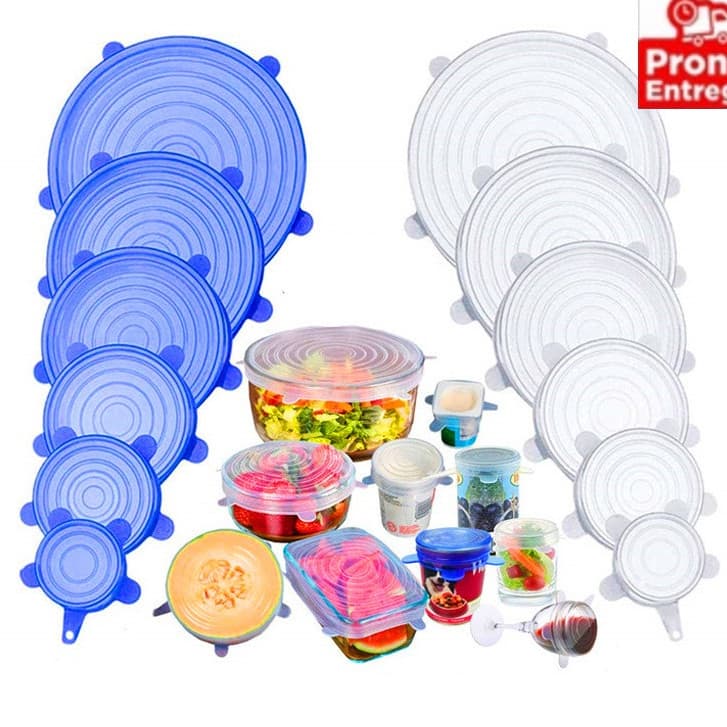 Tampas Panela Silicone Universal Reutilizável Elástica Tampas Silicone Cozinha Geladeira