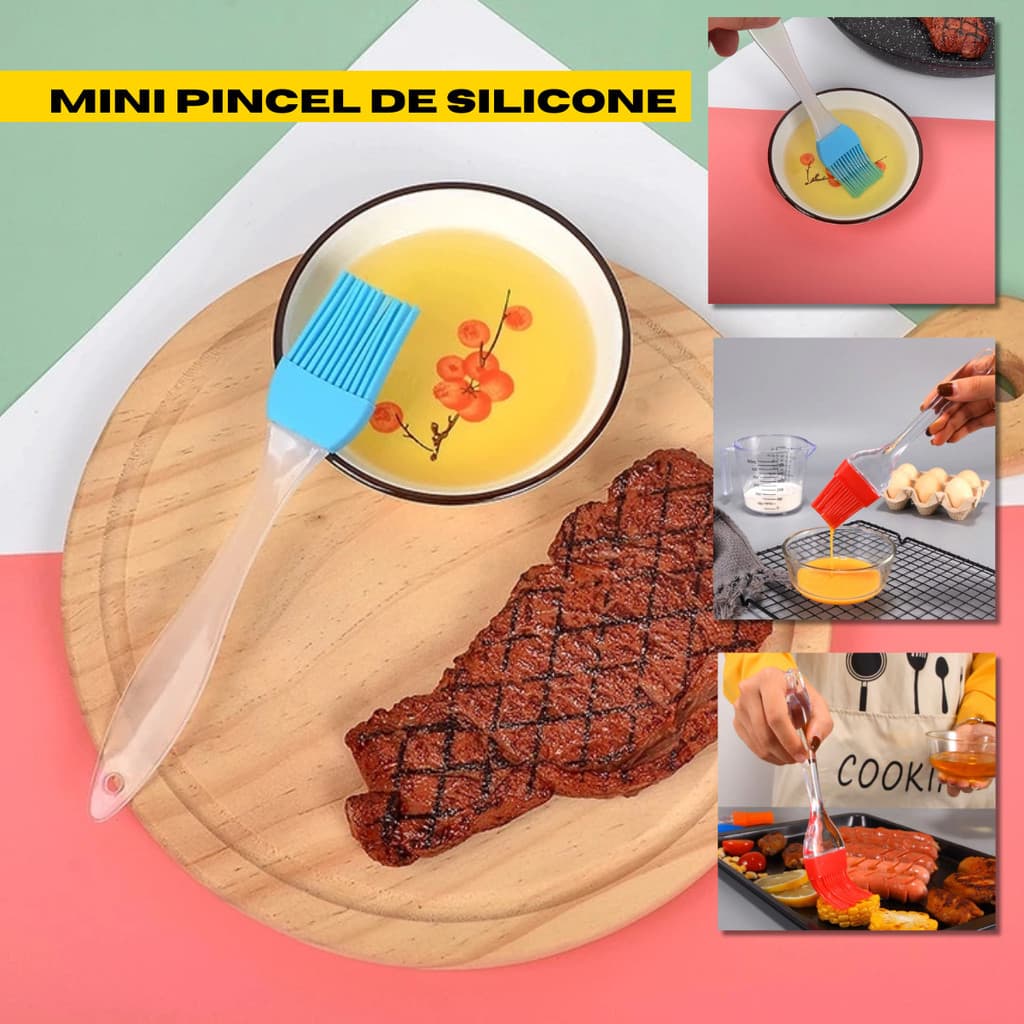 Mini Pincel Culinário Silicone Cabo Acrílico Utensilio Cozinha Doméstico 21cm