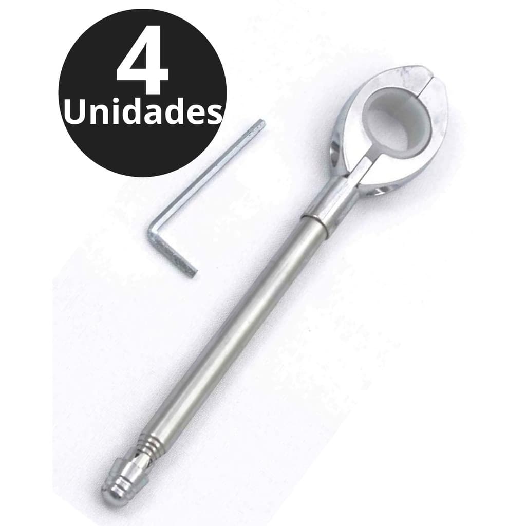 KIT 4 Antenas de Moto Corta Linha de Pipa Retrátil 7 Estagios Anti Cerol Aço Inox Guidão
