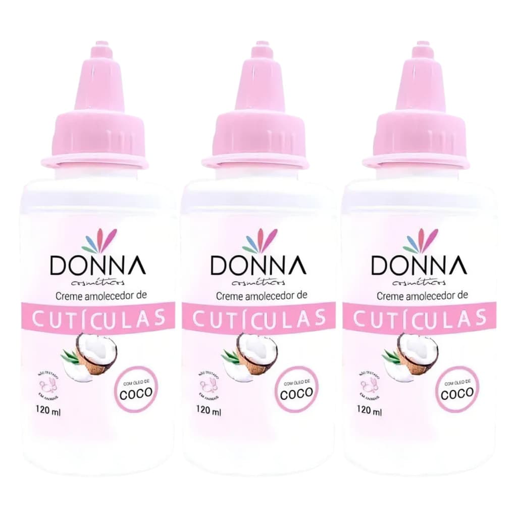 Kit 3 Donna Amolecedor de Cutículas com Óleo de Coco