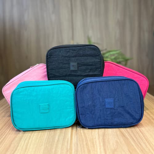 Estojo Box Nylon Escolar Yepp Organizador Necessaire 2 Compartimentos