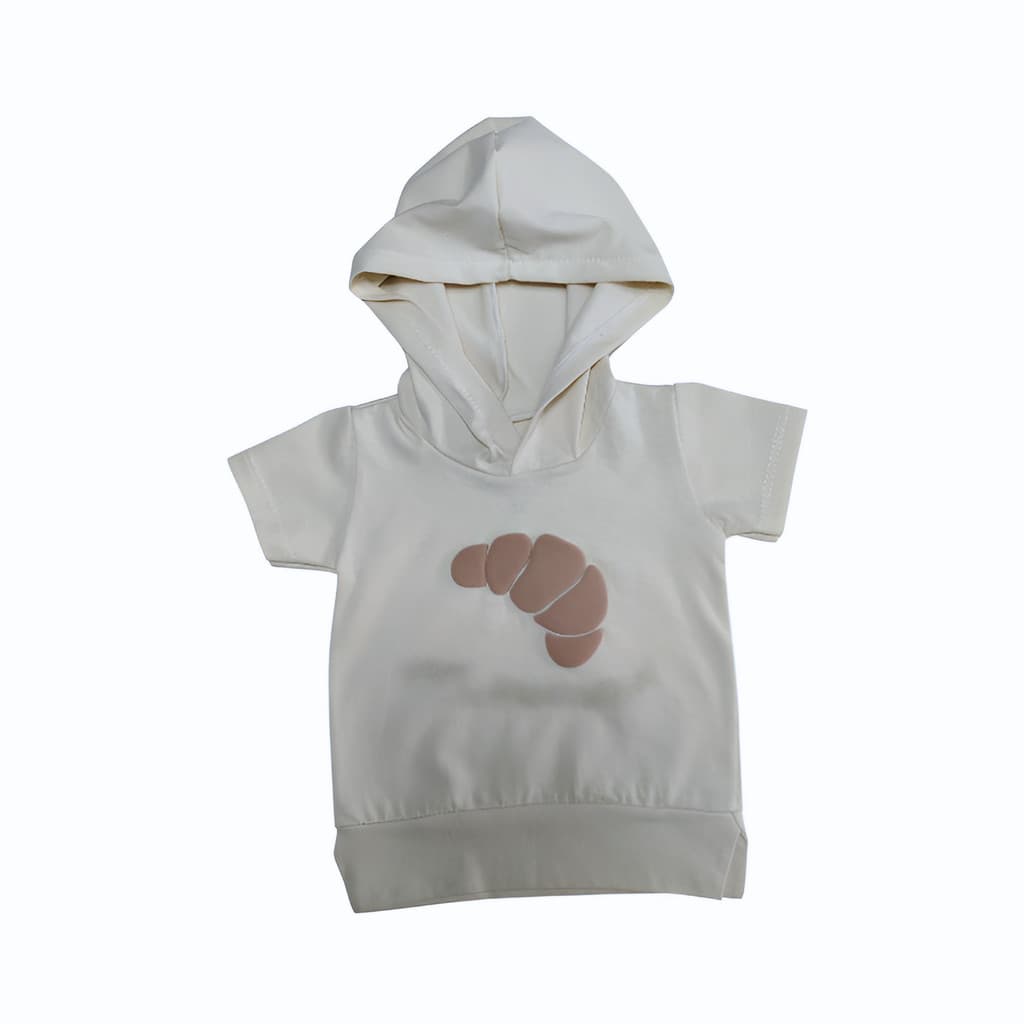 Blusa Menino Infantil Curta com Capuz em Algodão Tamanhos 3 meses a 6 anos