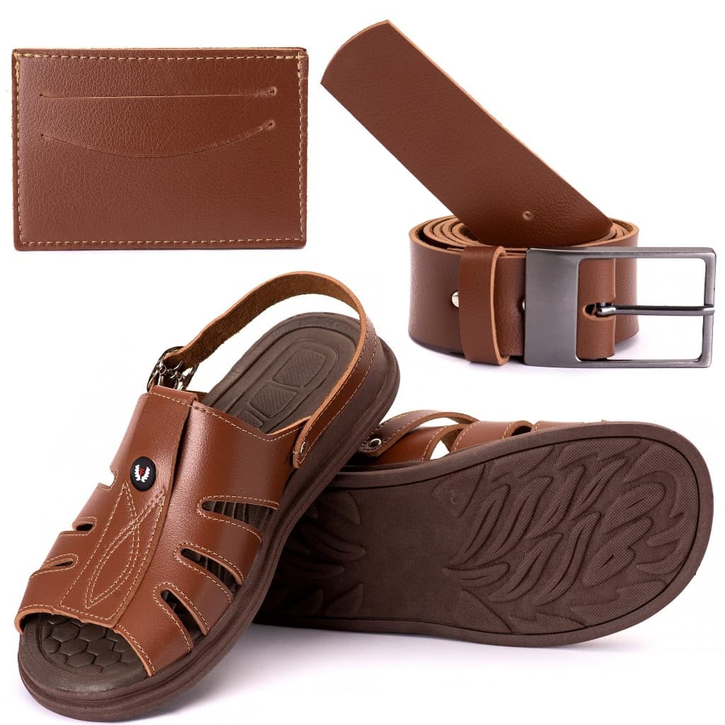 Sandália Anti Stres Confortável Lançamento Com Porta Cartão & Cinto Masculino