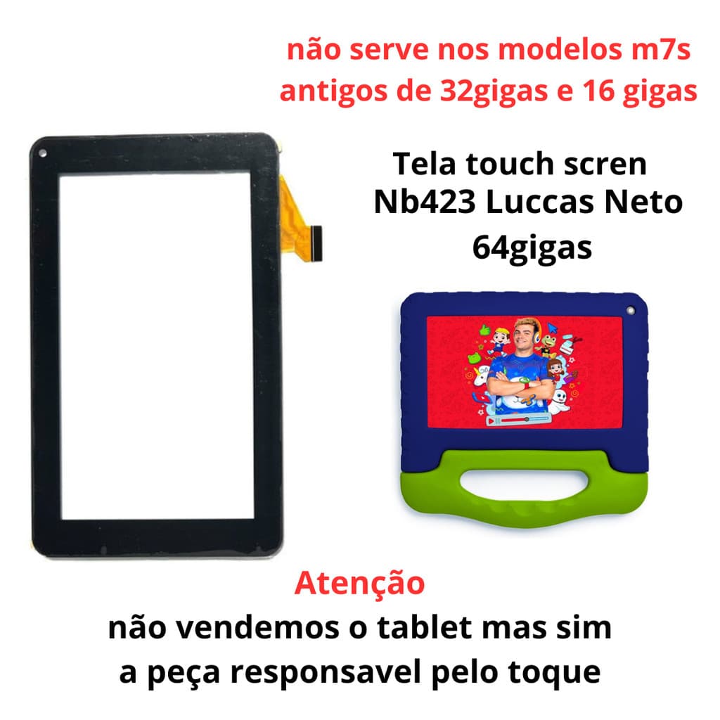 touch de vidro Tablet Nb423 Luccas Neto 4gb 64gb Tela 7'' Multilaser