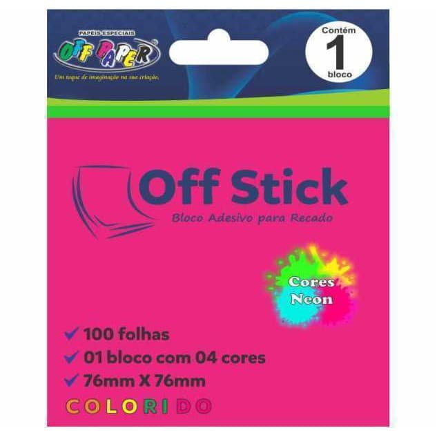 Off Stick 76mm x 76mm 100 Folhas Bloco Adesivo Recado Post-it Off Paper