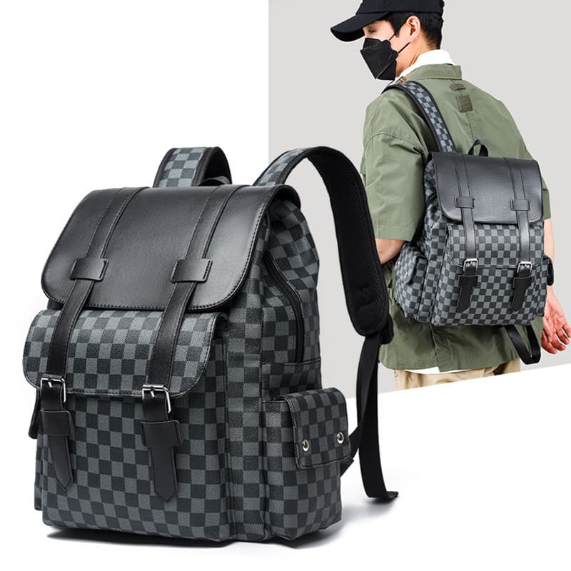 Mochila escolar masculina de grande capacidade mochila de couro da moda coreana