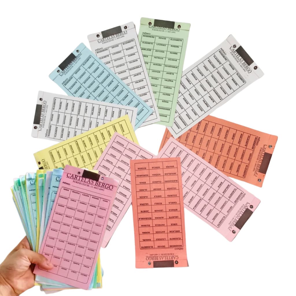 Kit 5 10 20 50 Cartela de Rifa Sorteio com 10 30 36 nomes (pacotes com 5, 10, 20 ou 50 Unidades)