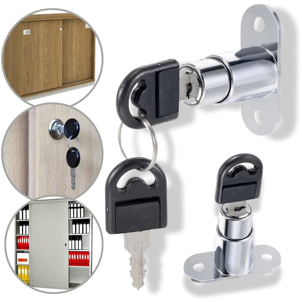 Kit 2 Fechadura Pressão 22mm Pino AvançoCorrer Segredo Variado Tranca Basculante Gaveta Cromado