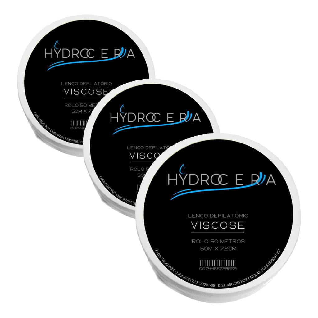 3 Rolo Papel Para Depilação VISCOSE da Hydrocera ROLO 50 METROS para Depilação com Cera