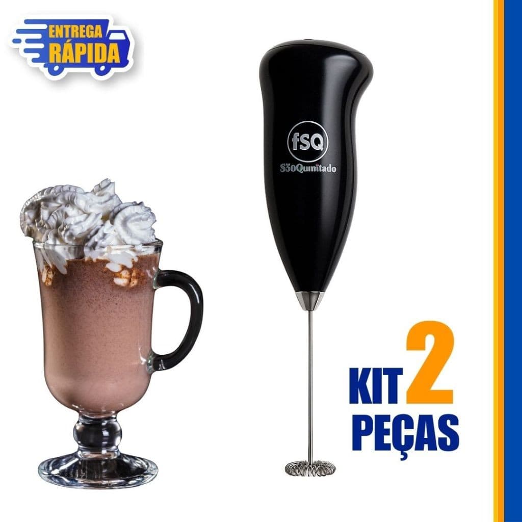 2 Misturador Mini Mixers Elétrico Batedor Inox Café Chá Bebidas Milk Shake Multiuso UNiversal