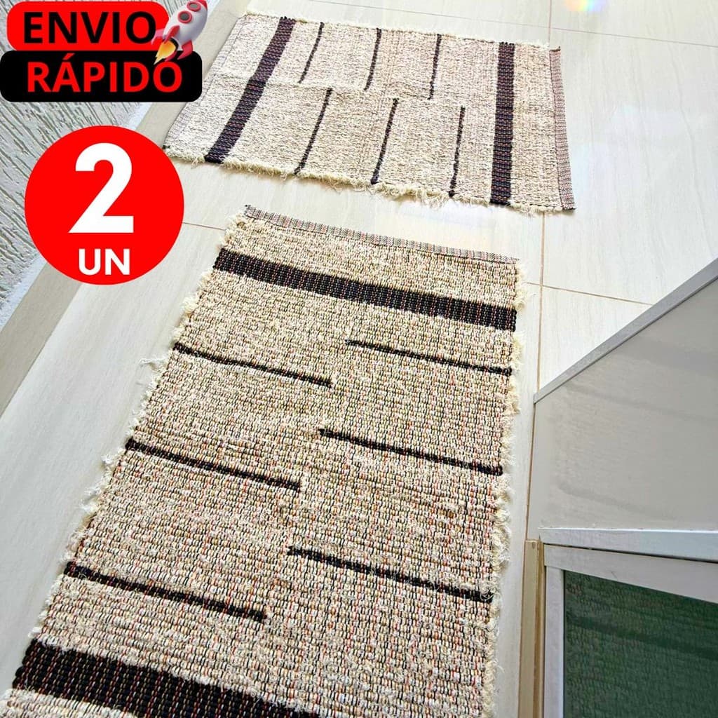 2 Tapetes Artesanal Luxo  Estilo Rústico – Decore Sua Casa com Charme e Simplicidade_ Ideal Quarto