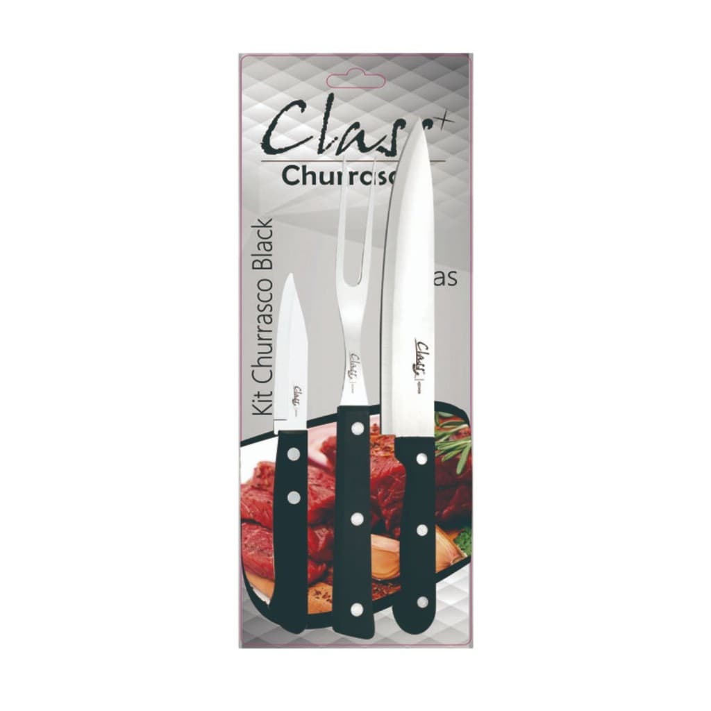 Kit para churrasco 3 peças utensílios Facas