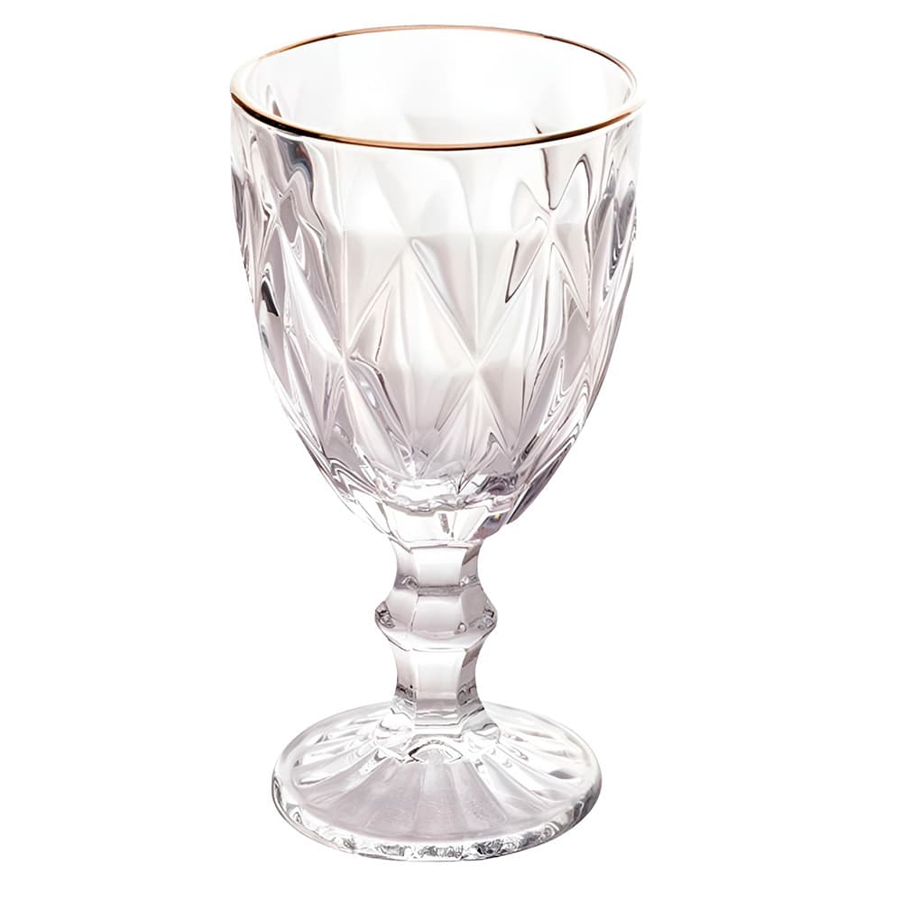 Jogo 2 Taças de Vidro com Borda Dourada Diamond Cor Transparente Água 300ml Class Home