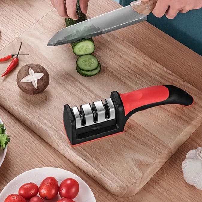 Amolador Afiador De Facas Em Aço Inox Profissional Com 3 Afiadores Profissional-sunshine