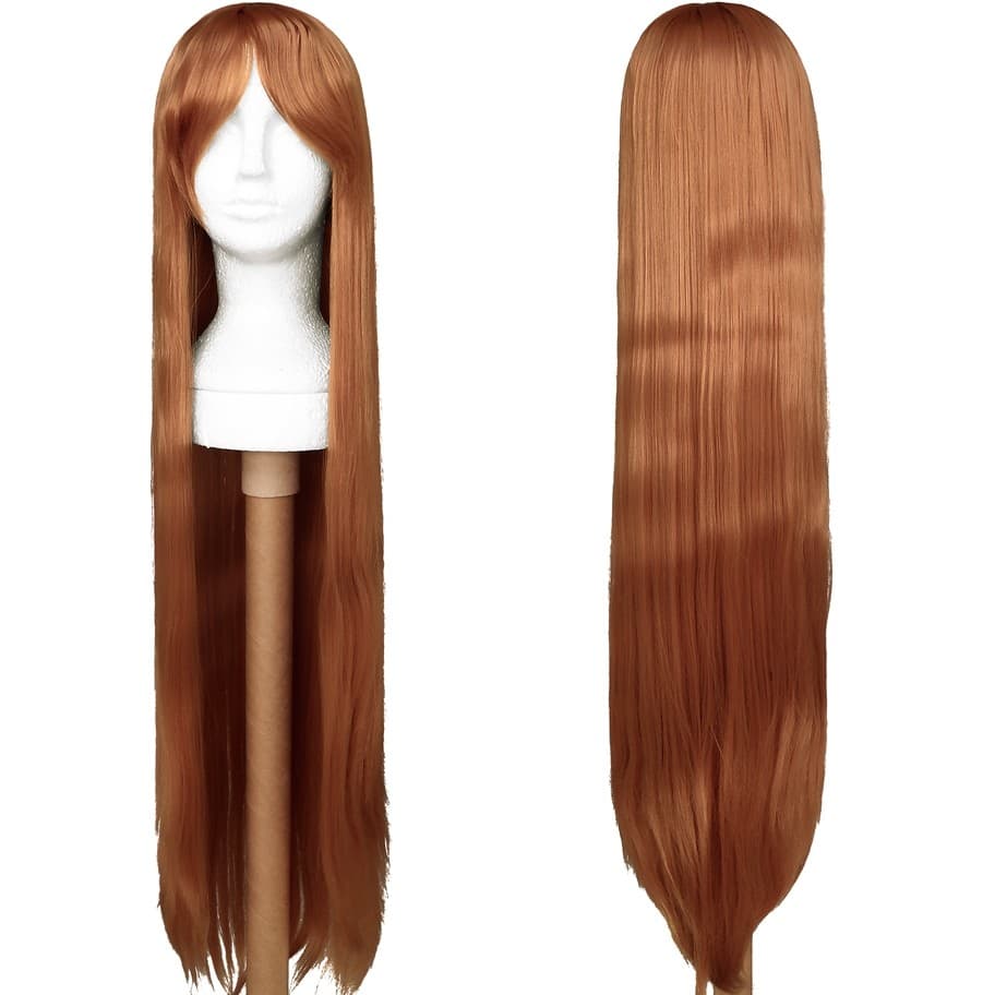 Peruca Cosplay Castanho Ruiva Lisa Longa 100cm Cosplay Wig