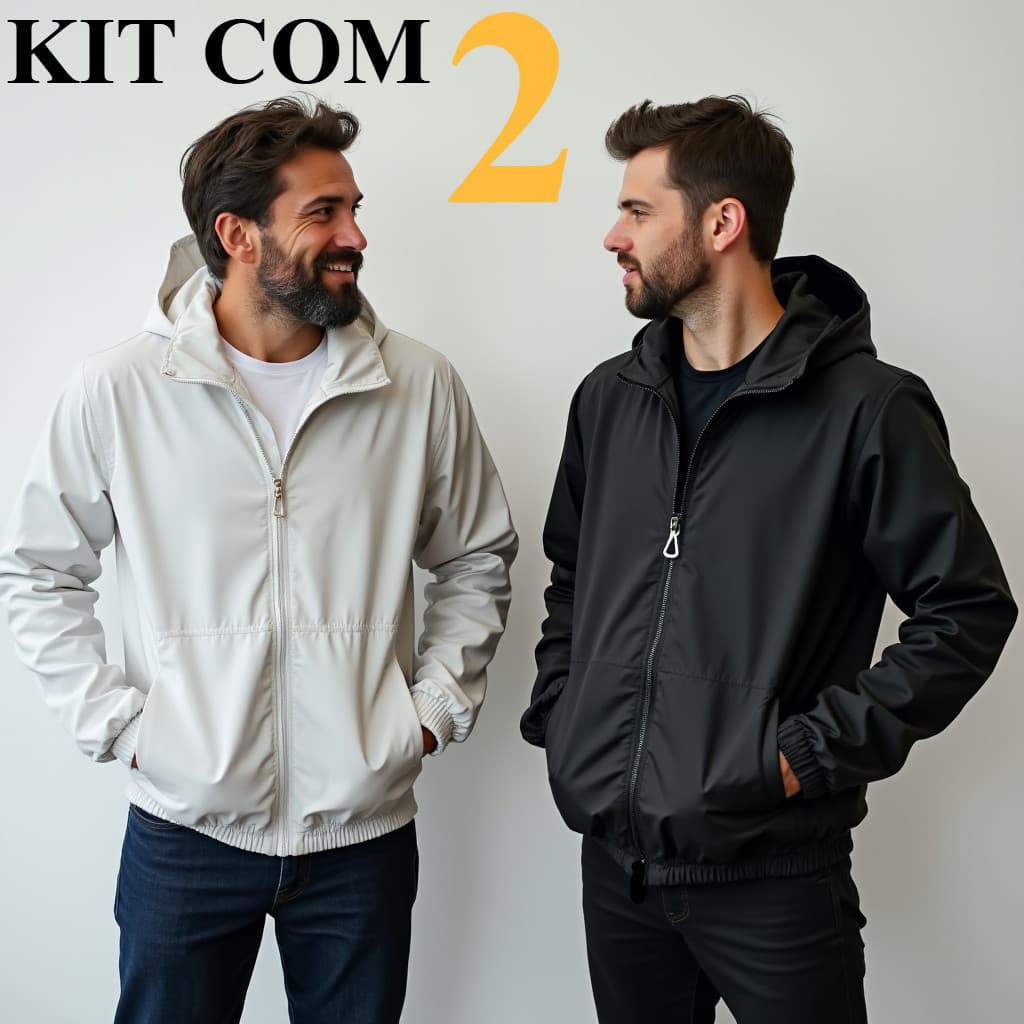 KIT 2 Jaqueta Corta Vento Forrado Premium Com Capuz Liso Casaco Blusão Bobojaco com Ziper