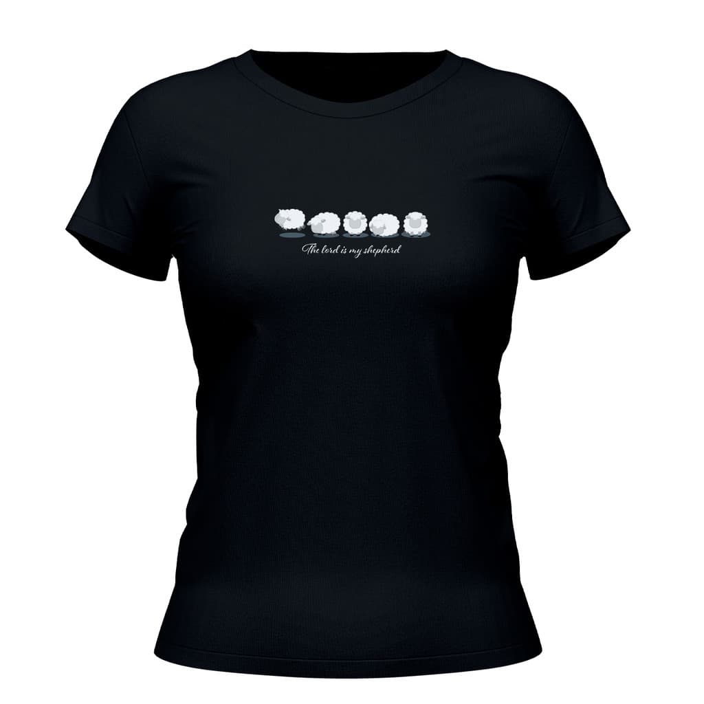 Camiseta Cristã Feminina - The Lord Is My Shepherd | Preta