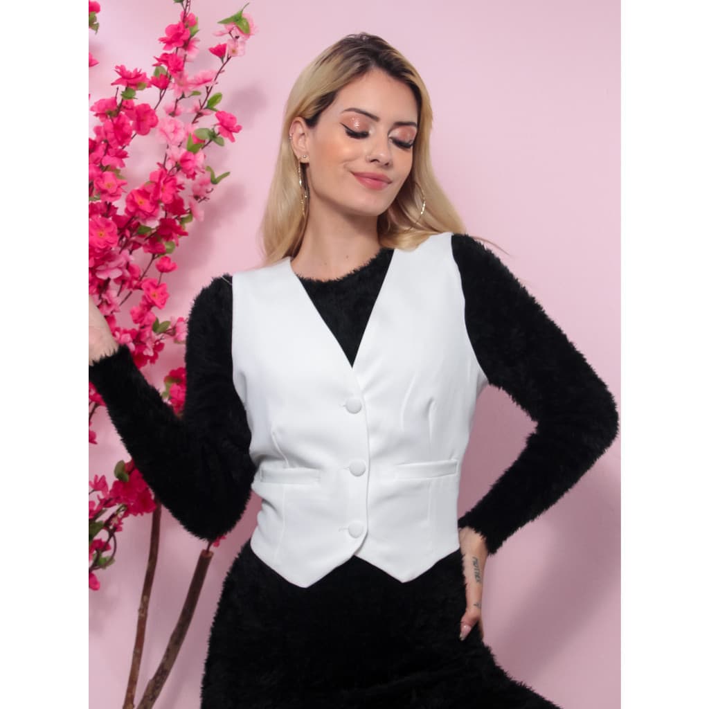 Colete curto alfaiataria feminino