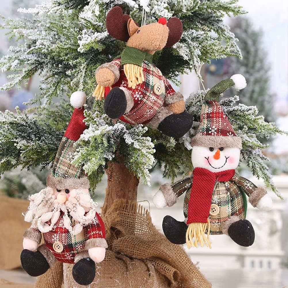 Conjunto com 3 enfeites Medios fofos para árvore de Natal Pingentes de pendurar para decoração de árvore de Natal