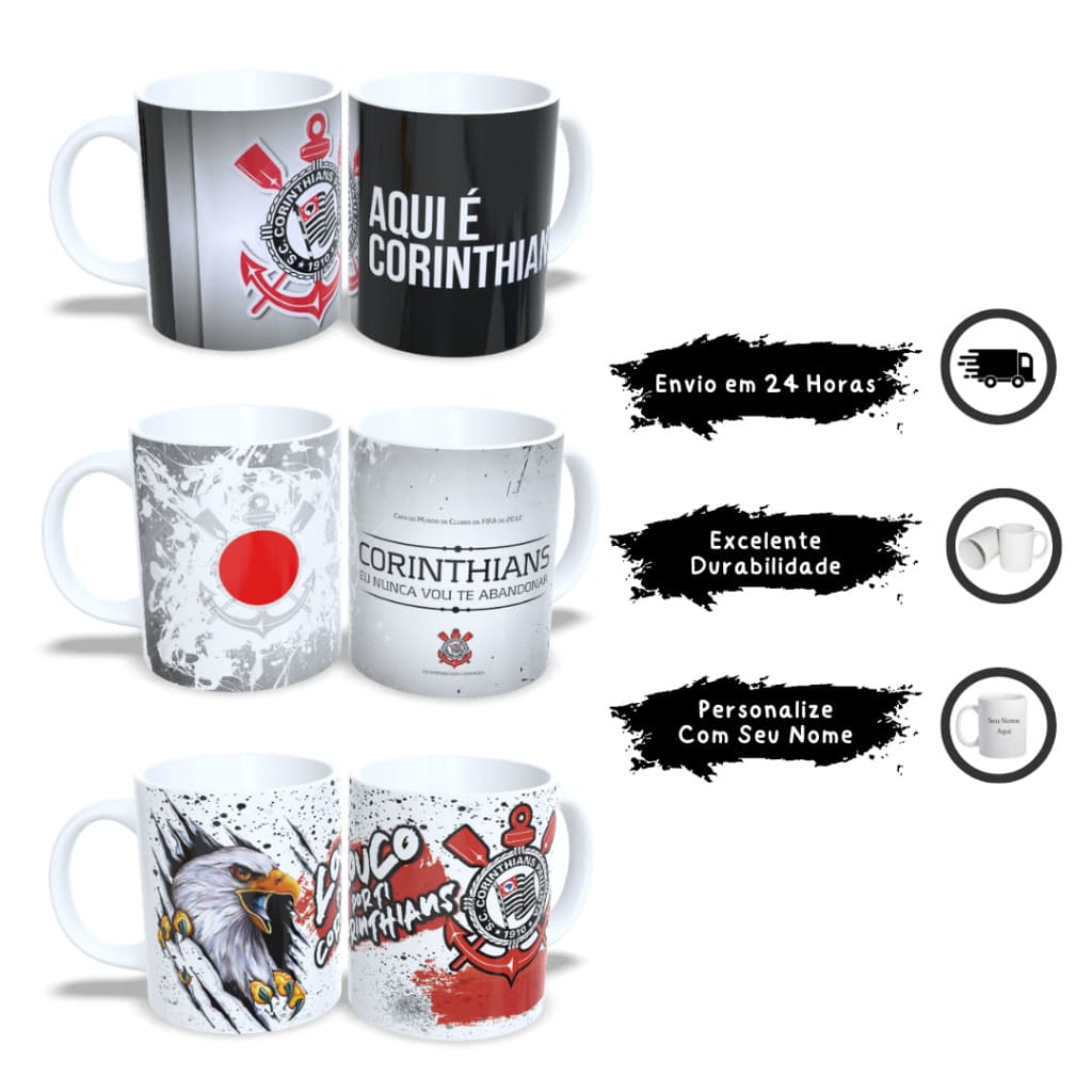 Caneca Corinthians! Vários modelos do Timão! Promoção Exclusiva + Envio em 24 horas!