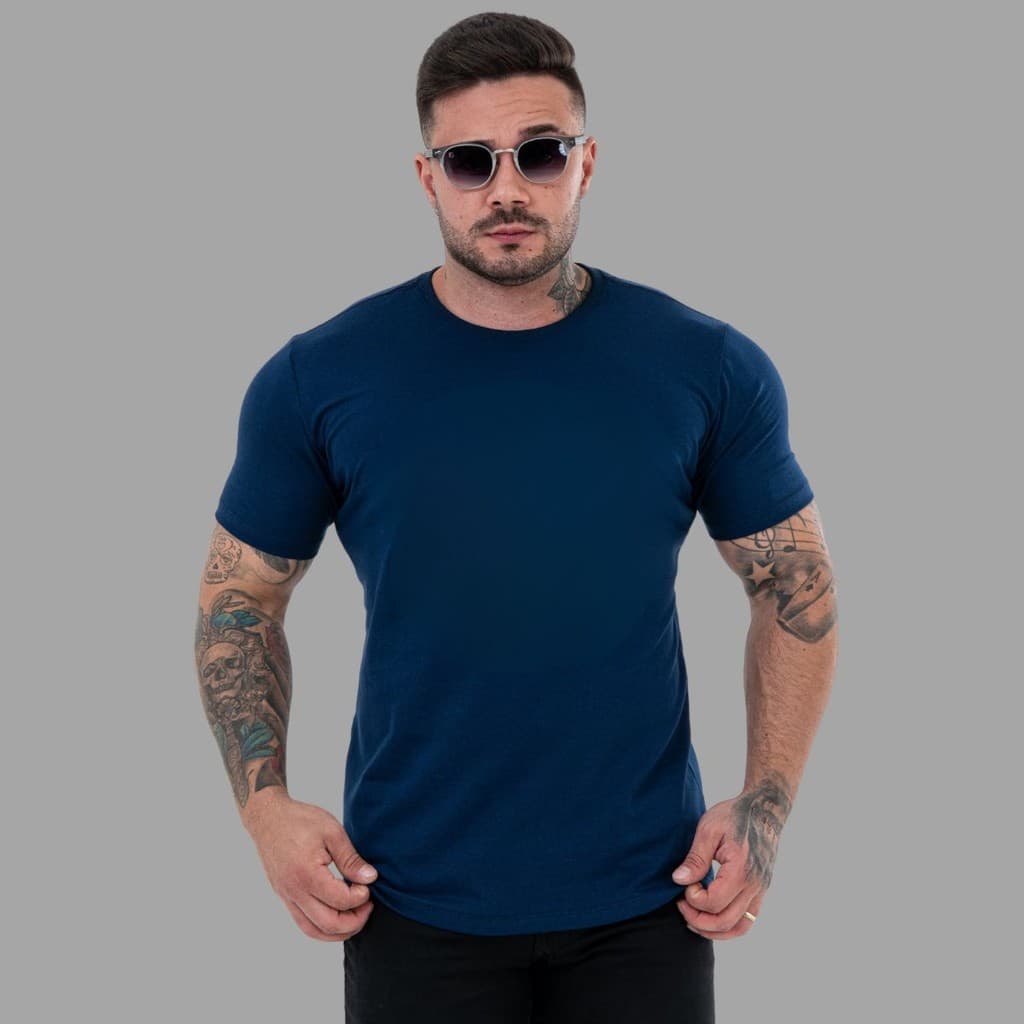 Camiseta Masculina Básica Longline Premium Algodão
