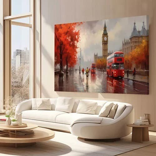 Quadro Londres Arte Pintura Vermelho 40x60 Decorativo