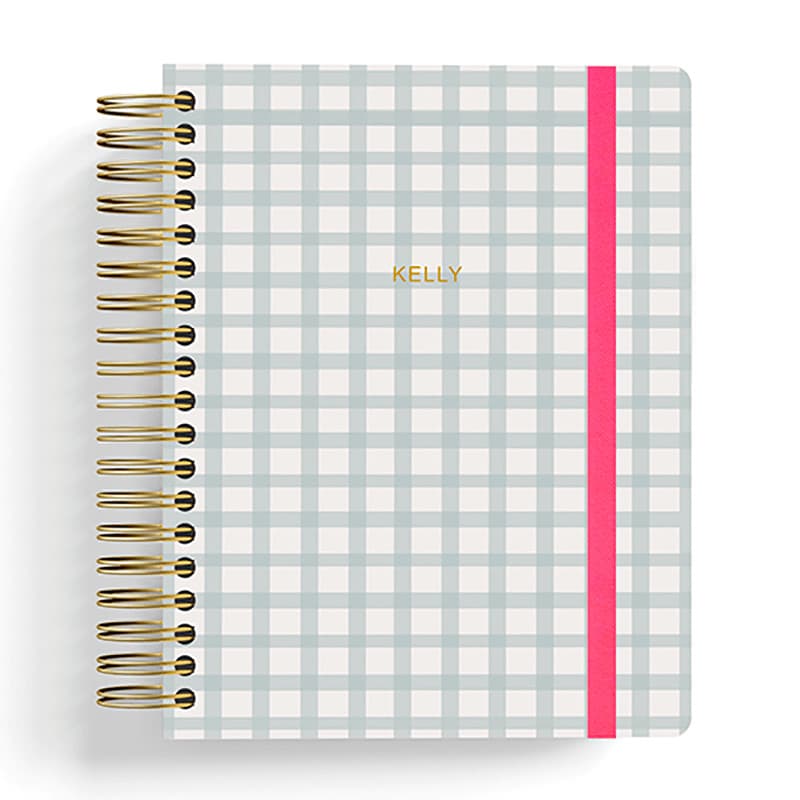 CADERNO SMART PERSONALIZADO COM SEU NOME NA CAPA EM HOTSTAMP | VICHY MENTA | TAMANHO A5 | FOLHAS REPOSICIONÁVEIS