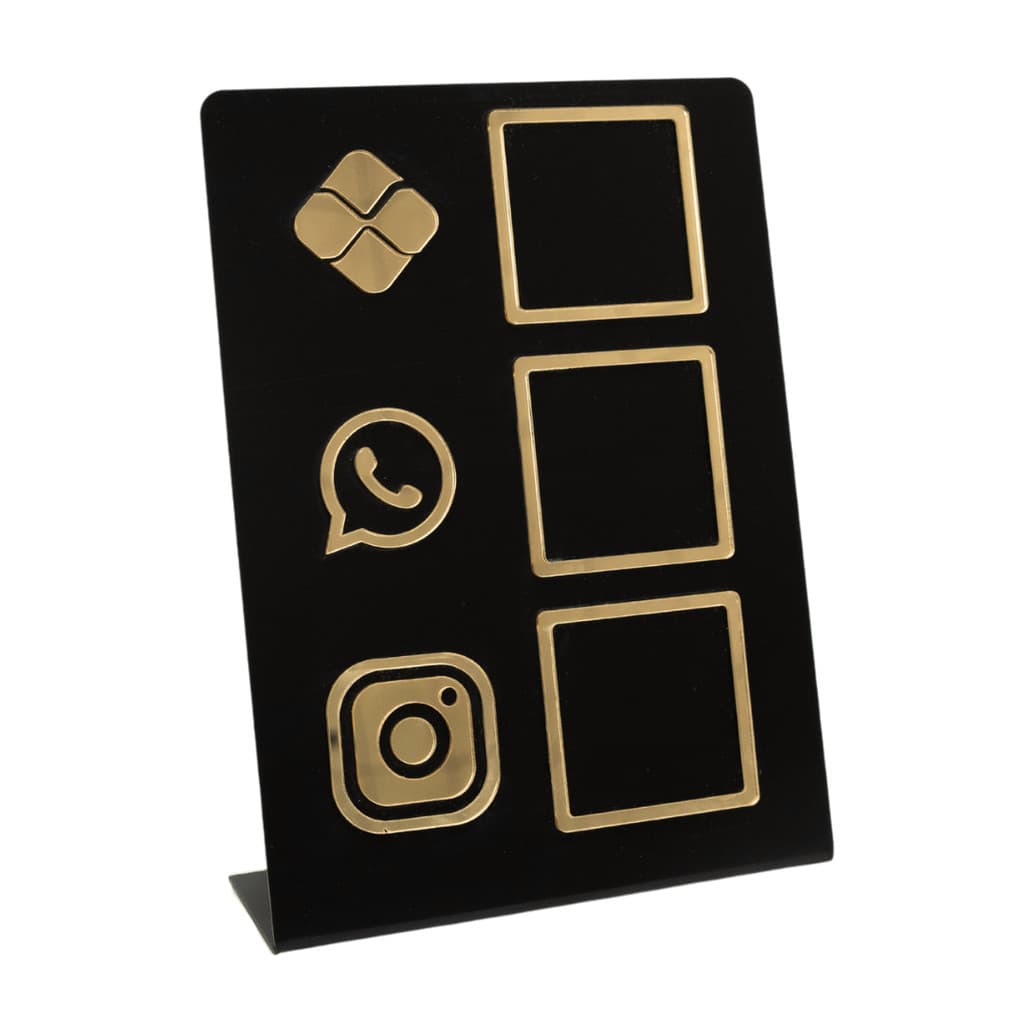 Display de Mesa Qrcode Pix, WhatsApp e Insta  Acrílico 20x15