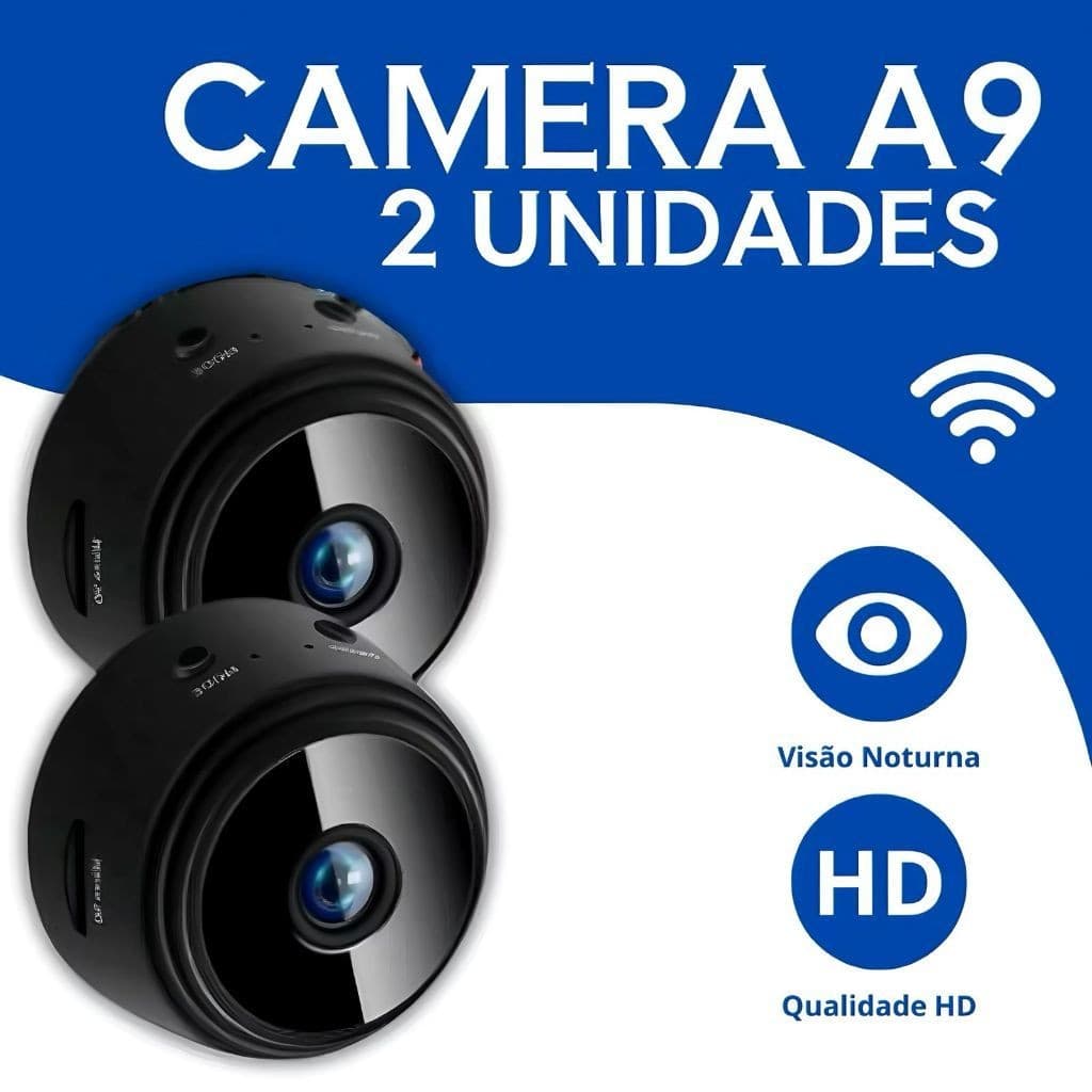 Kit 02 Cameras A9 HD Visão Noturna Wifi Câmera 1080P Sem Fio Vigilância e Segurança
