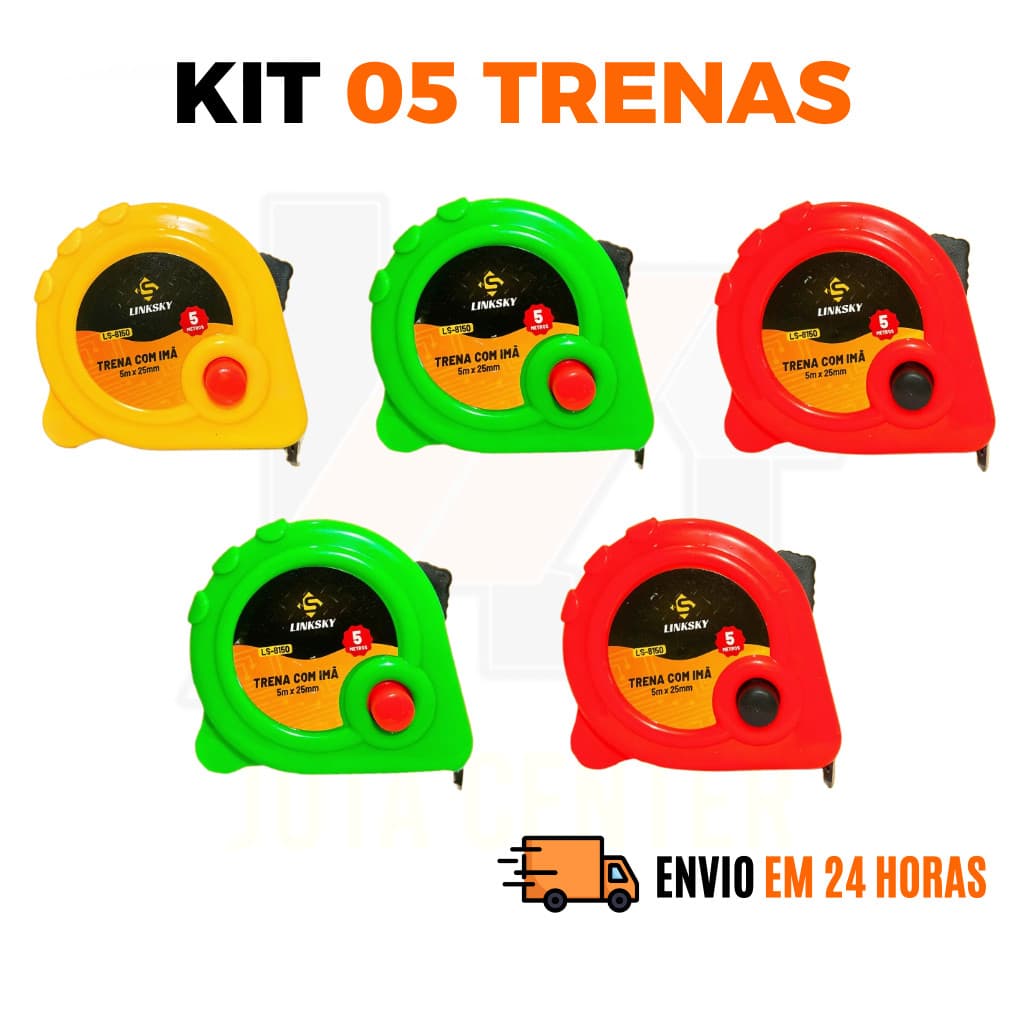 Kit Trena Métrica 5 Metros Profissional Com Trava Fita de Aço