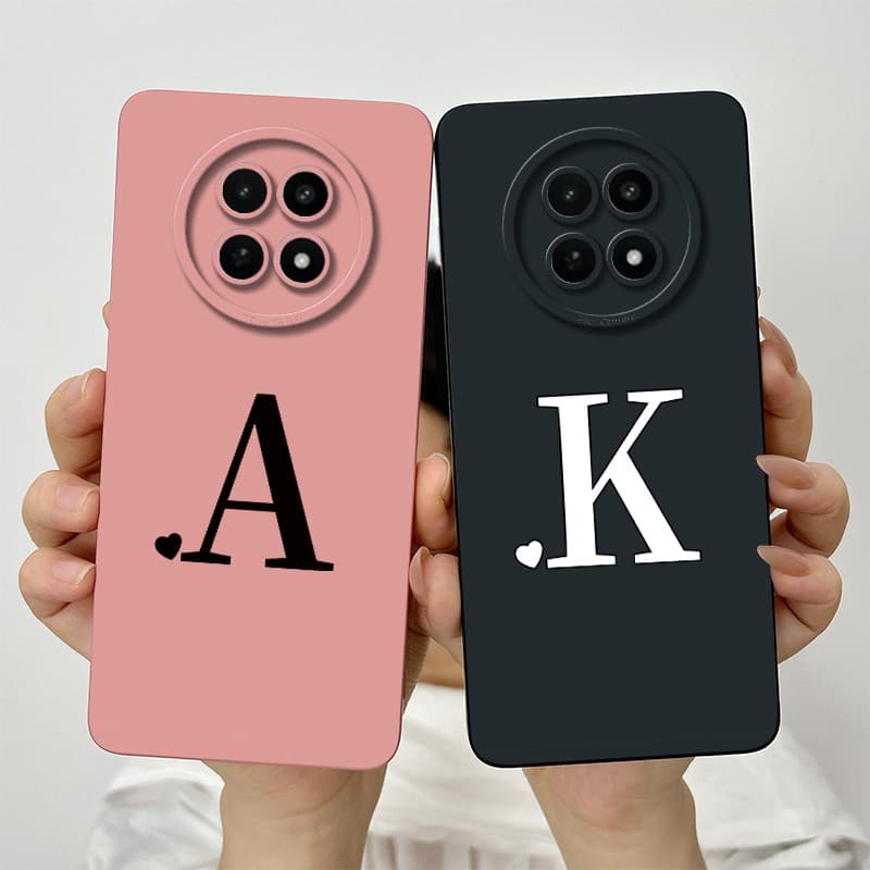 Para Realme 12 12X 5G Bonito Letras Iniciais Lente Protetora Caso À Prova De Choque Realme12 Realme12X Silicone Macio Te