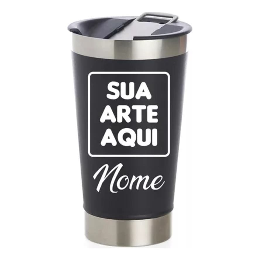 Copo Térmico Inox Personalizado Laser, Tampa e Abridor de Chopp para Cerveja