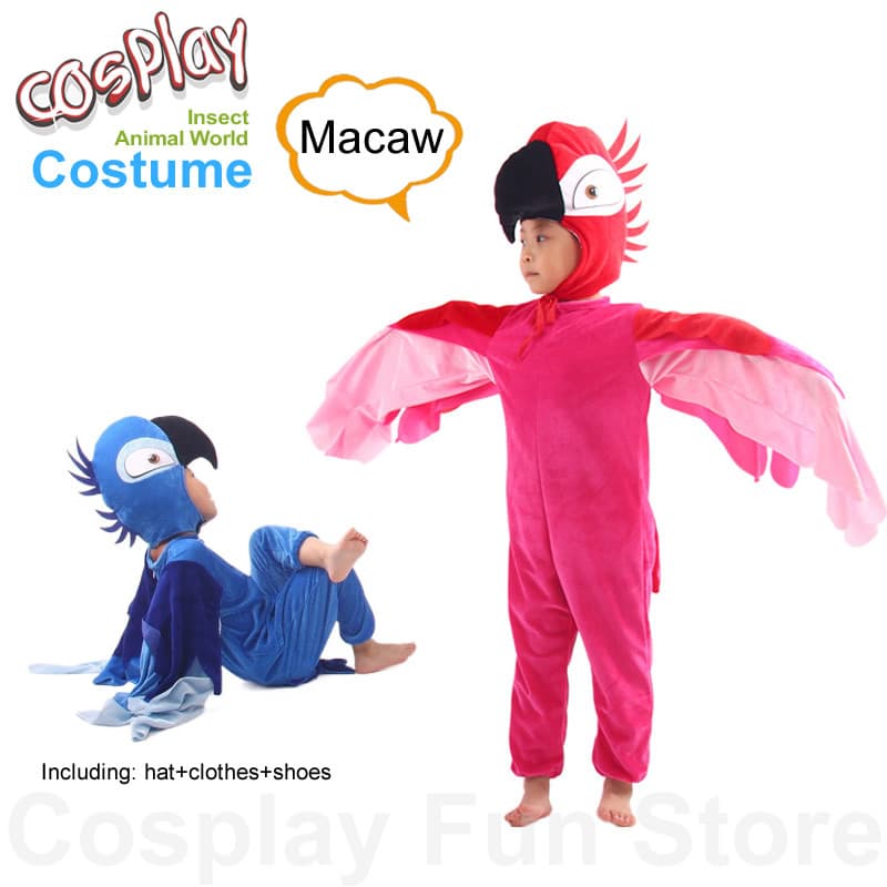 Crianças Cosplay Arara Trajes De Desempenho Dos Desenhos Animados Animal Papagaio Periquito Macacões Pássaro Das Palco D