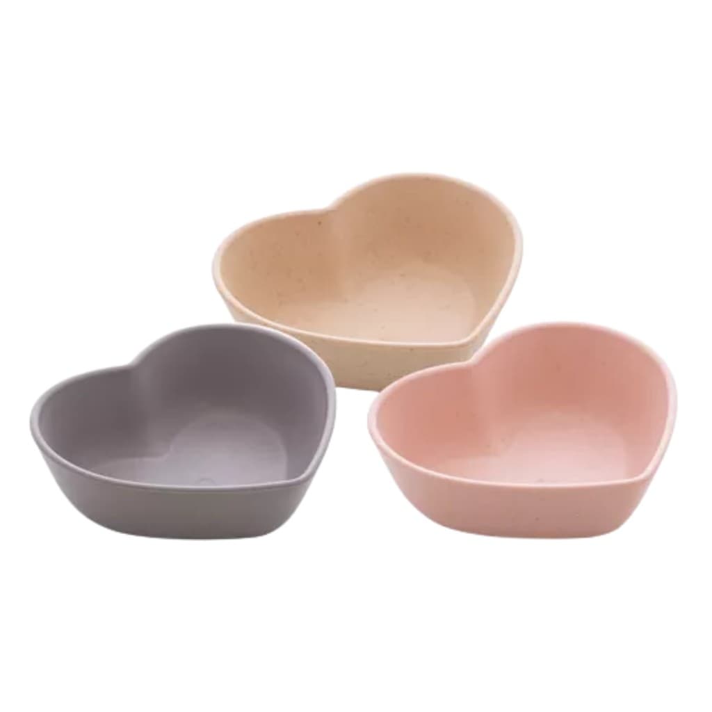 Conjunto 3 Bowls Coração Molheira Tigelas Lines Bambu e PP Sortido - Lyor