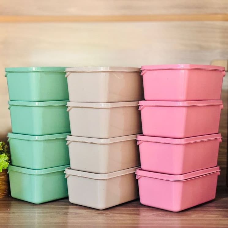 Kit de 4 a 12 Unidades de Potes - Vasilhas de Plástico Retangulares para Armazenamento de Alimentos