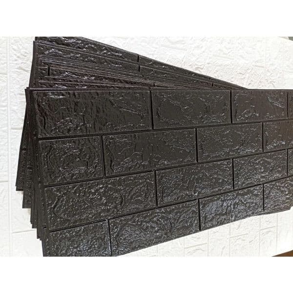 KIT 10 UN Papel Parede 70x15cm 3D Espuma Tijolo adesivo preto