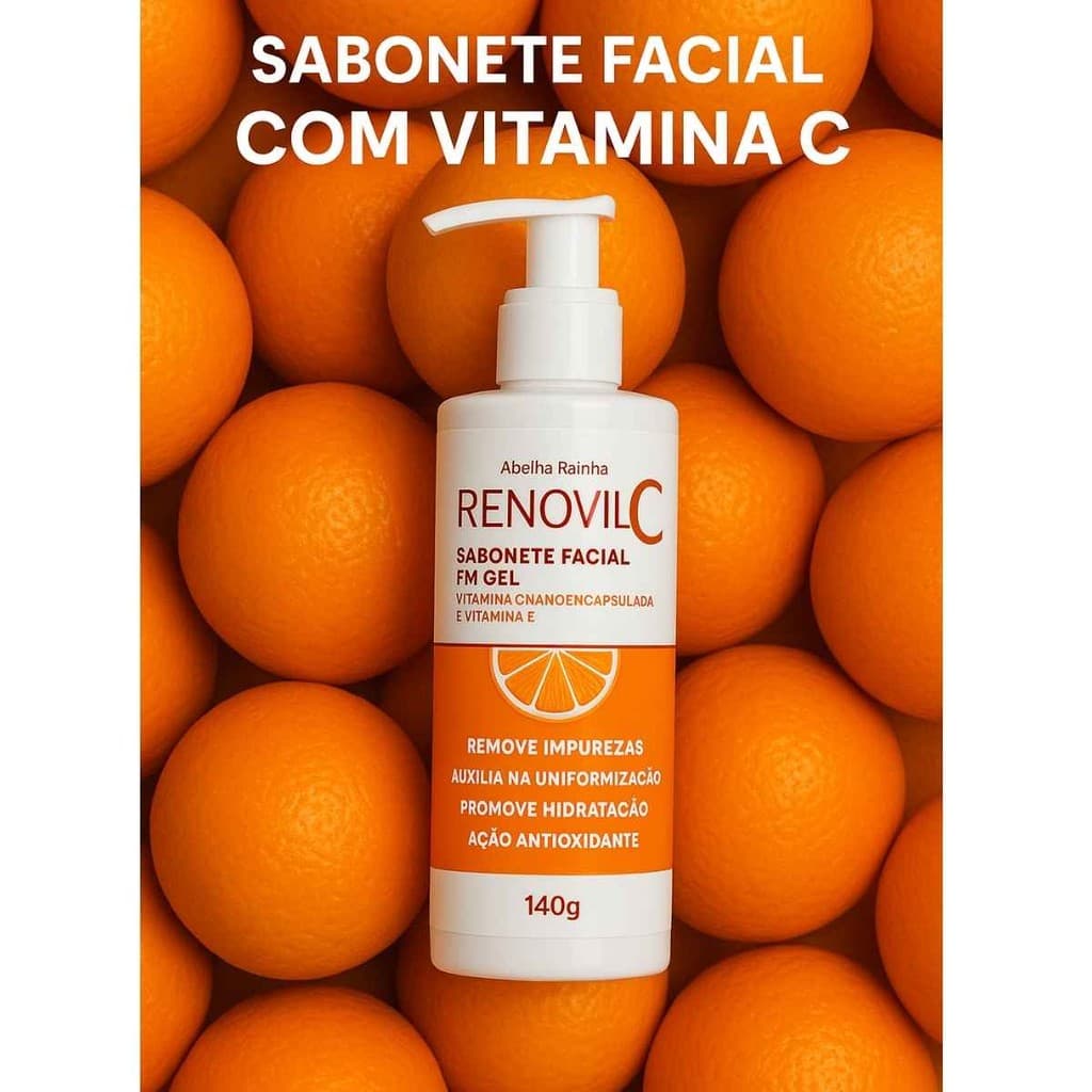 Sabonete Facial Renovil C Vitamina C Nano Limpeza Profunda  Abelha Rainha 140g
